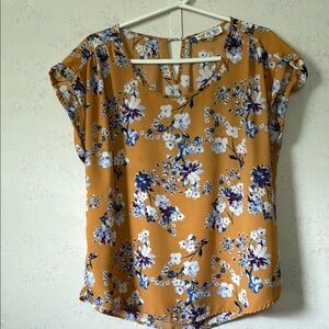 Pink Rose Mustard Floral Blouse